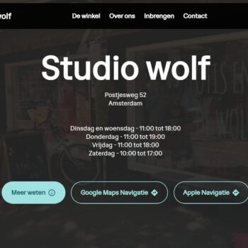 Screenshot website Studio wolf Amsterdam.